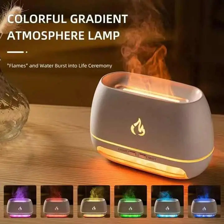 Black LED Flame Aromatherapy Diffuser with Humidifier - Ambient Light Essential Oil Diffuser - Appliances > Aroma