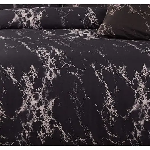 Black Marble Double Size Duvet Quilt Cover Set - Home & Garden > Bedding