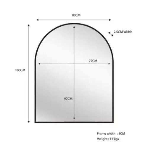 Black Metal Arch Mirror - Small 80cm x 100cm - Home & Garden > Decor