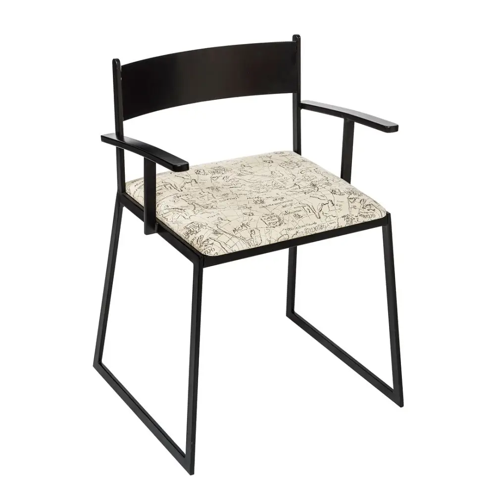 Black Metal Dining Chairs with Upholstered Seat - Set of 2 - Furniture > Dining