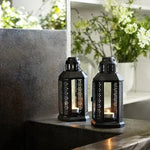 Black Metal Miners Lantern Summer Wedding Home Party Room Balconey Deck Decoration 21cm Tealight Candle - Home & Garden