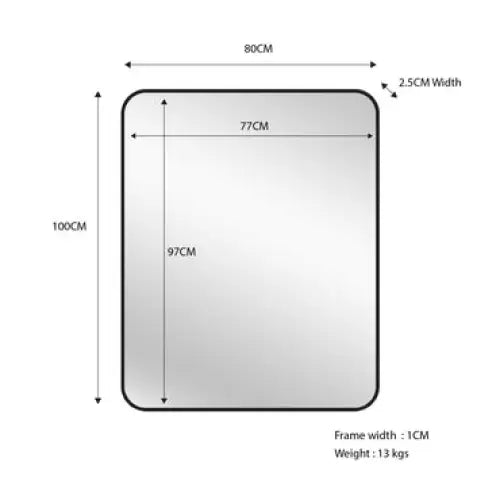 Black Metal Rectangle Mirror - Small 80cm x 100cm - Home & Garden > Decor