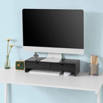 Black Monitor Stand Desk Organizer with 2 Drawers - Furniture > Living Room