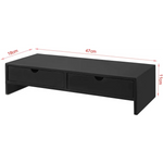 Black Monitor Stand Desk Organizer with 2 Drawers - Furniture > Living Room