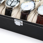 Black PU Leather Watch Organizer Display Storage Box Cases for Men & Women (10 slots) - Home & Garden > Storage