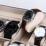Black PU Leather Watch Organizer Display Storage Box Cases for Men & Women (12 slots) - Home & Garden > Storage