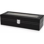 Black PU Leather Watch Organizer Display Storage Box Cases for Men & Women (6 slots) - Home & Garden > Storage