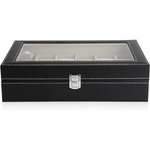 Black PU Leather Watch Organizer Display Storage Box Cases for Men & Women (12 slots) - Home & Garden > Storage