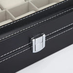 Black PU Leather Watch Organizer Display Storage Box Cases for Men & Women (12 slots) - Home & Garden > Storage