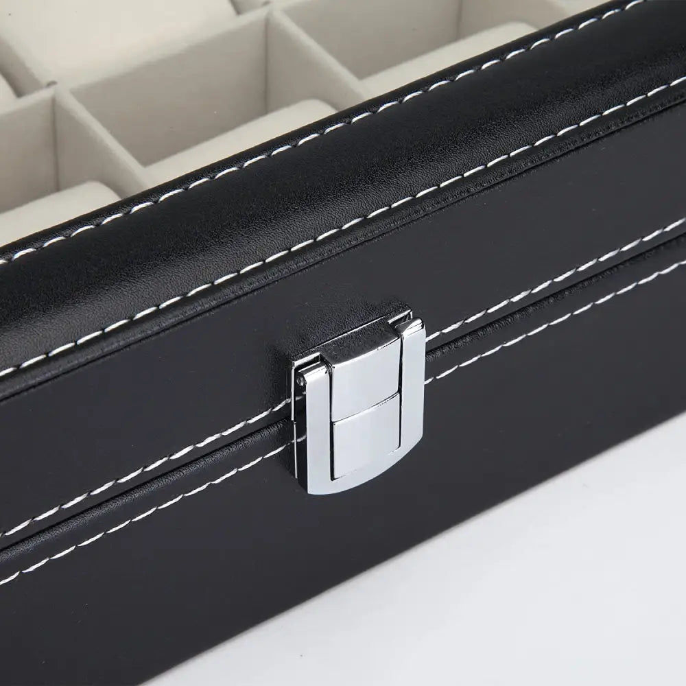 Black PU Leather Watch Organizer Display Storage Box Cases for Men & Women (12 slots) - Home & Garden > Storage
