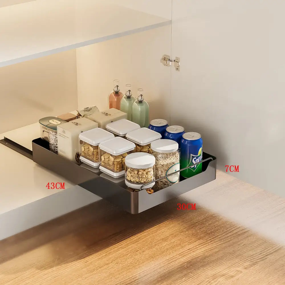 Black Pull-Out Kitchen Drawer Organizer – Soft-Close 43x30x7cm Compact Storage Solution - Home & Garden > Kitchenware