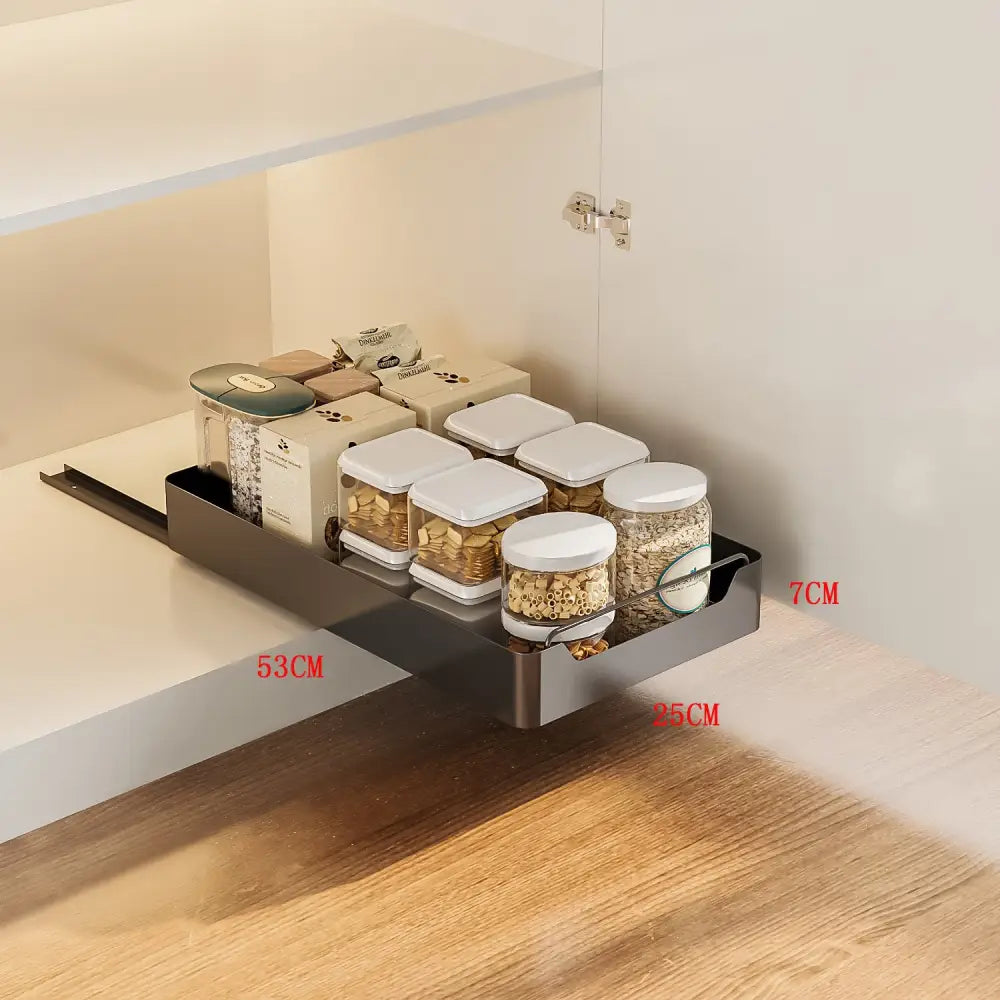 Black Pull-Out Kitchen Drawer Organizer – Soft-Close 53x25x7cm Compact Storage Solution - Home & Garden > Kitchenware