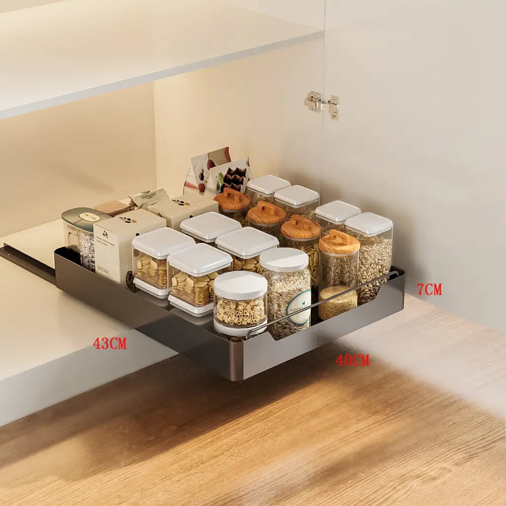 Black Pull-Out Kitchen Drawer Organizer – Soft-Close Rails 43x40x7cm Storage Solution - Home & Garden > Kitchenware >