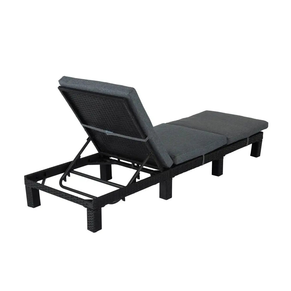Black Rattan Sunbed with Adjustable Recline - Furniture > Outdoor
