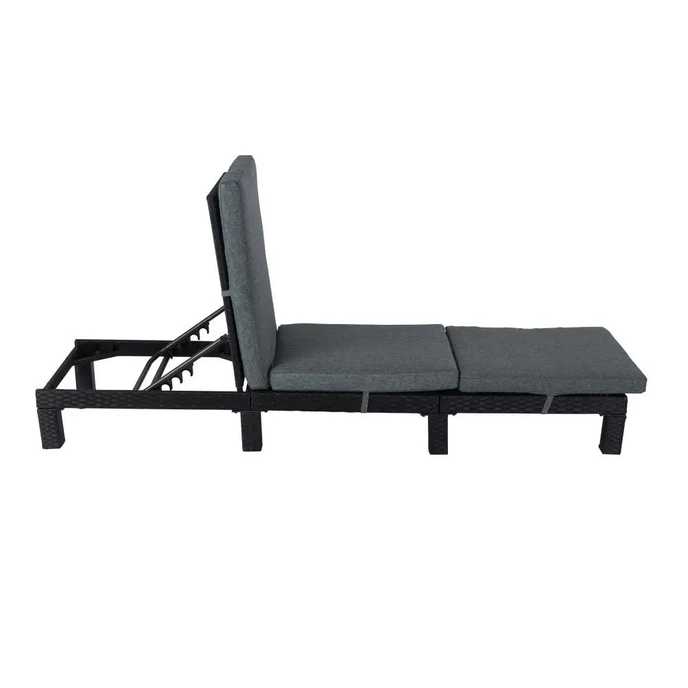 Black Rattan Sunbed with Adjustable Recline - Furniture > Outdoor