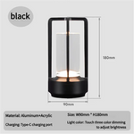 Black Rechargeable Table Lamp - Touch Dimming 3-Color LED Light for Bedroom and Office - Home & Garden > Lighting >