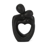 Black Romantic Couple Figurine with Heart Design - Modern Minimalist Decorative Statue - Home & Garden > Decor > Vases