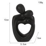 Black Romantic Couple Figurine with Heart Design - Modern Minimalist Decorative Statue - Home & Garden > Decor > Vases