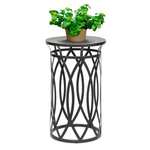 Black Round Iron Side Table with Cross Legs and Gold Finish Top - Furniture > Living Room