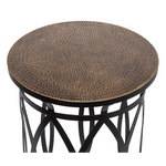 Black Round Iron Side Table with Cross Legs and Gold Finish Top - Furniture > Living Room