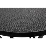 Black Round Iron Side Table with Cross Legs and Silver Finish Top - Furniture > Living Room