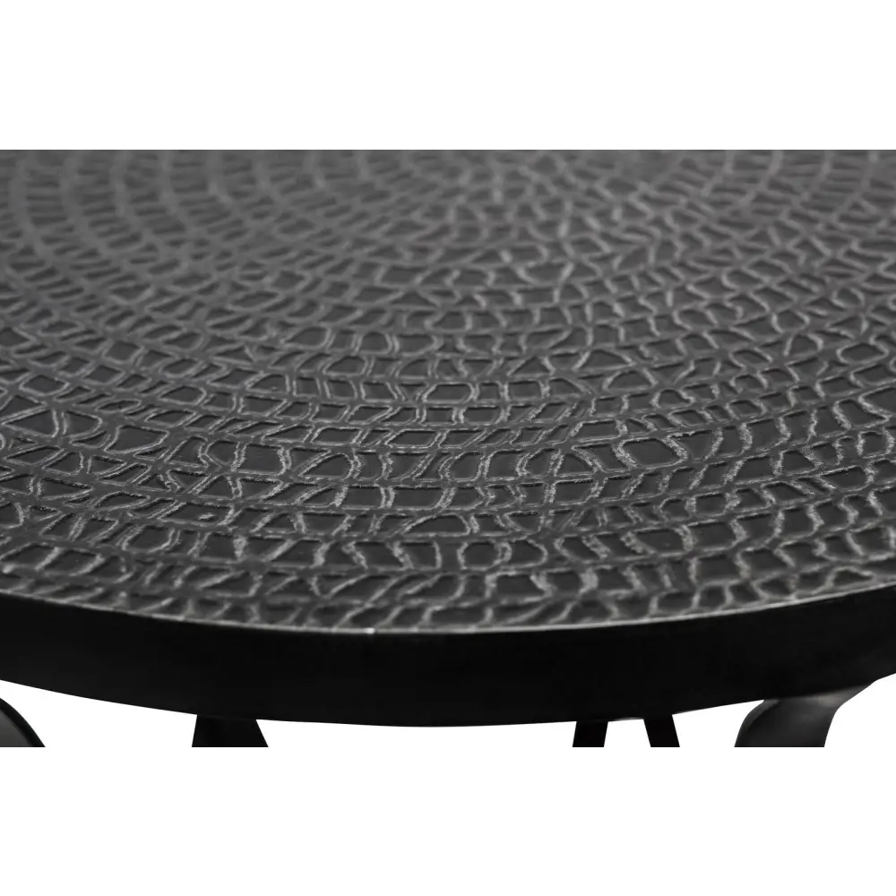 Black Round Iron Side Table with Cross Legs and Silver Finish Top - Furniture > Living Room