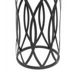 Black Round Iron Side Table with Cross Legs and Silver Finish Top - Furniture > Living Room