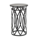 Black Round Iron Side Table with Cross Legs and Silver Finish Top - Furniture > Living Room