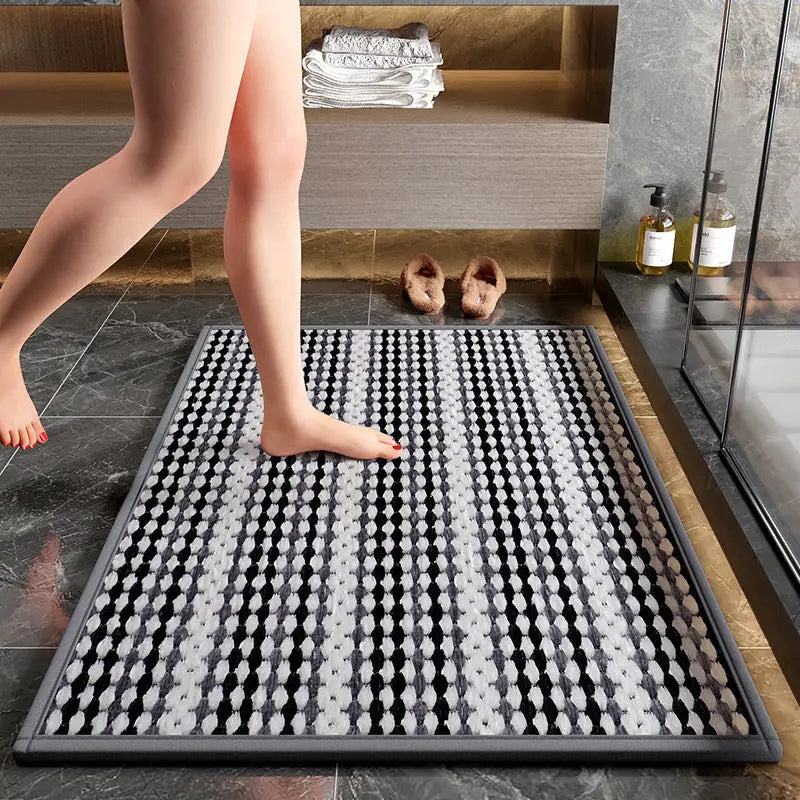 Black Safe & Dry Bathroom Mat - Non-Slip Absorbent Bath Rug 40x60cm - Home & Garden > Bathroom Accessories > Bath Mats