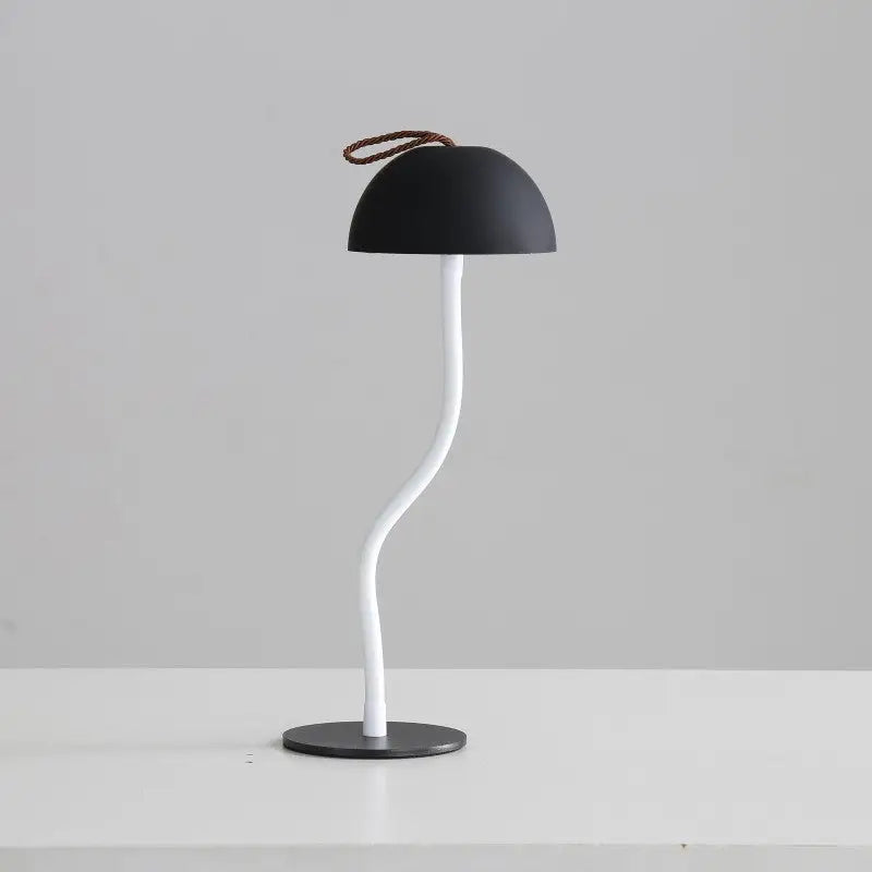 Black Sleek Minimalist LED Mushroom Table Lamp - Rechargeable 3-Color Touch Control Bar & Ambient Light - Home & Garden
