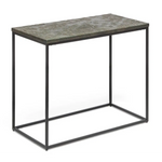 Black Sofa Side Table with Textured Wood Top - Furniture > Living Room