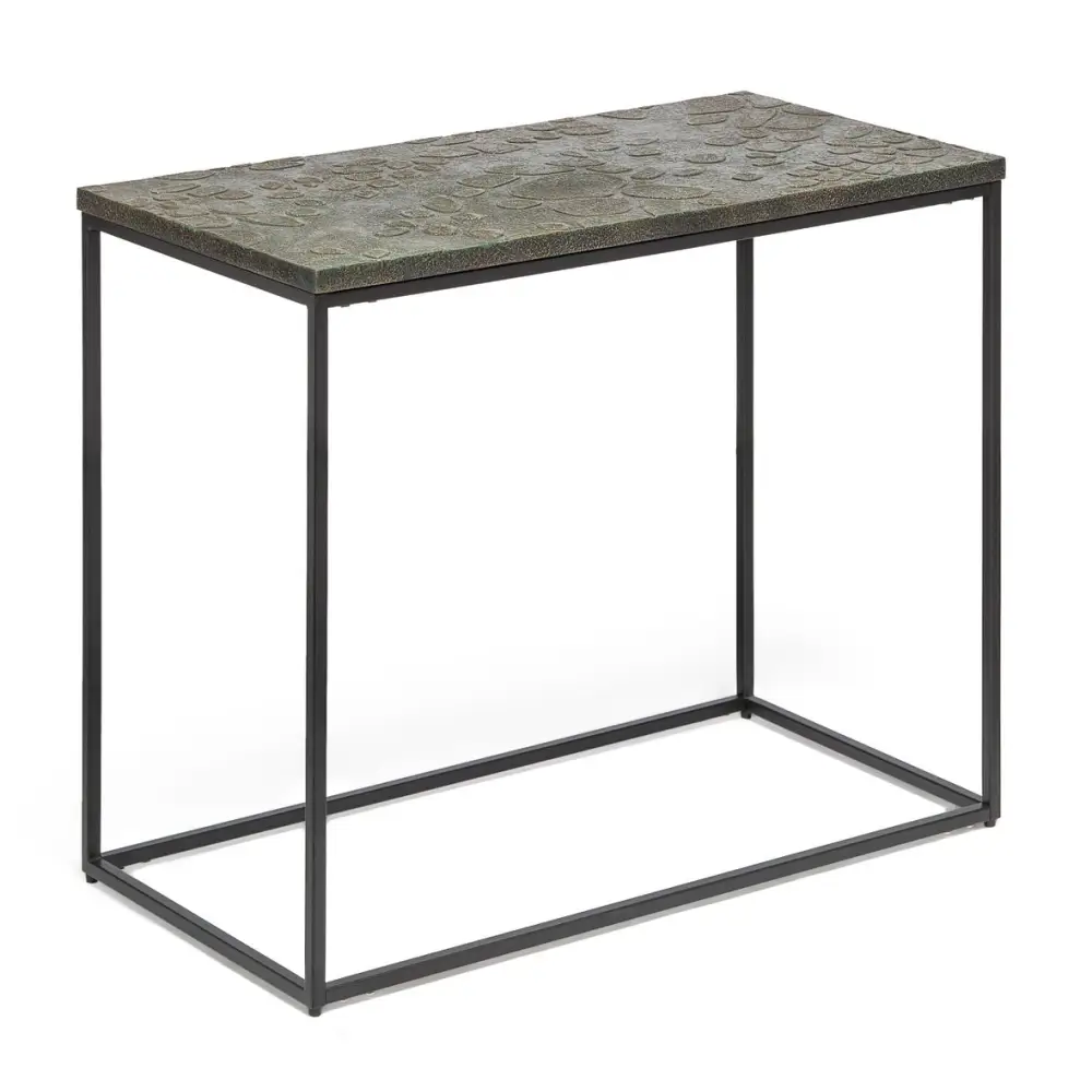 Black Sofa Side Table with Textured Wood Top - Furniture > Living Room
