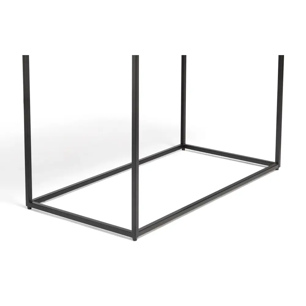Black Sofa Side Table with Textured Wood Top - Furniture > Living Room