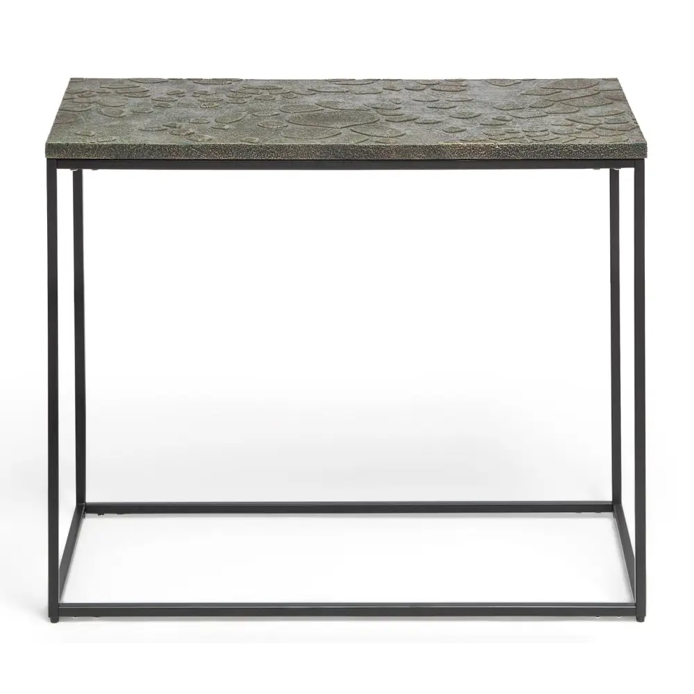 Black Sofa Side Table with Textured Wood Top - Furniture > Living Room