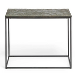 Black Sofa Side Table with Textured Wood Top - Furniture > Living Room