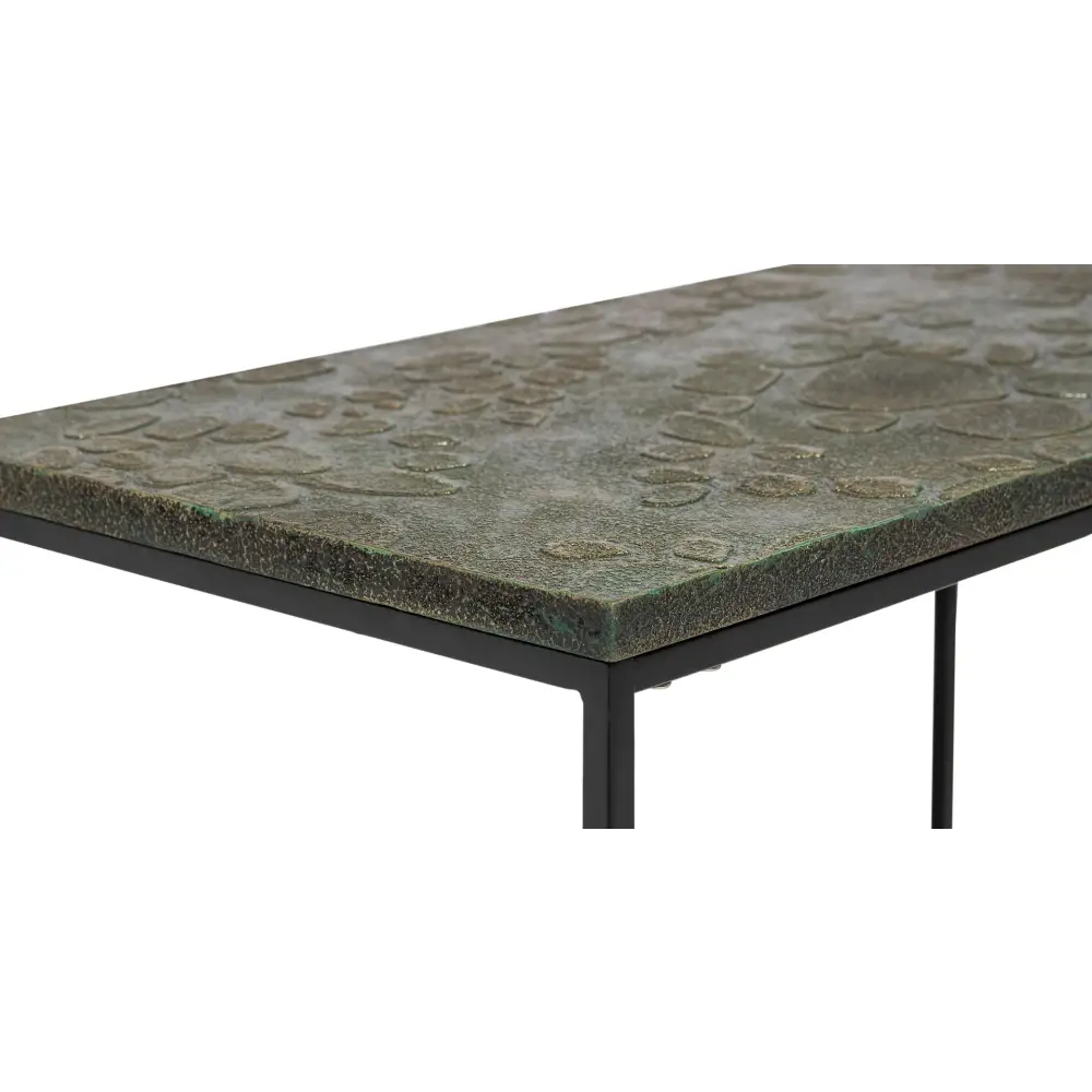 Black Sofa Side Table with Textured Wood Top - Furniture > Living Room