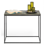 Black Sofa Side Table with Textured Wood Top - Furniture > Living Room