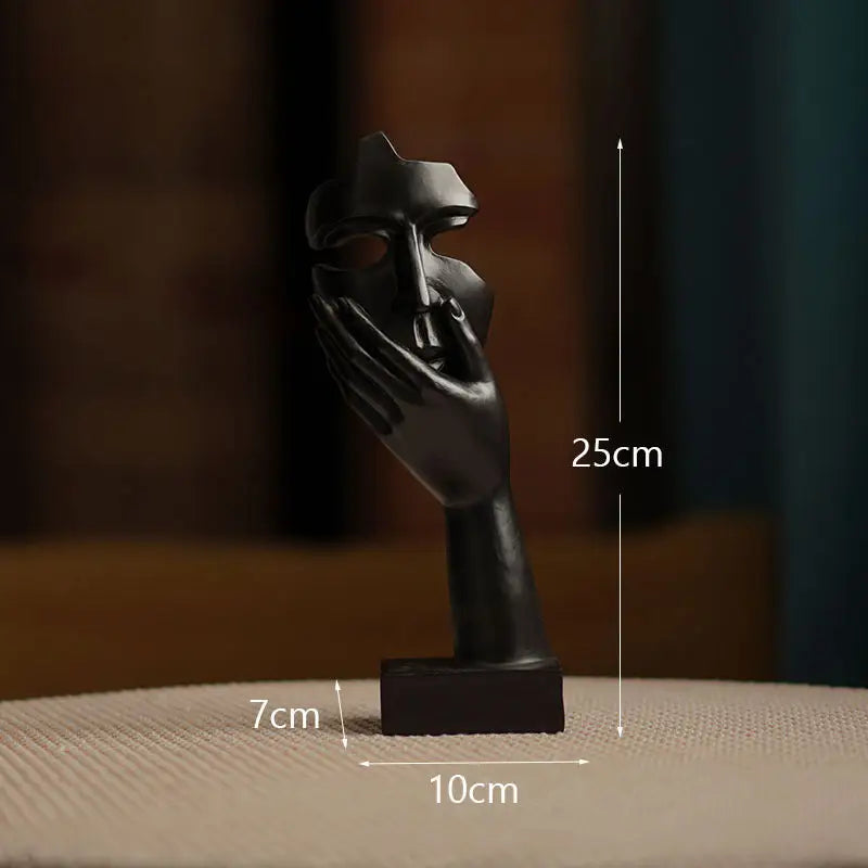 Black Style 2 Elegant Abstract Face Sculpture - Modern Resin Art Figurine Hand & Mask Home Decor Accent - Home & Garden