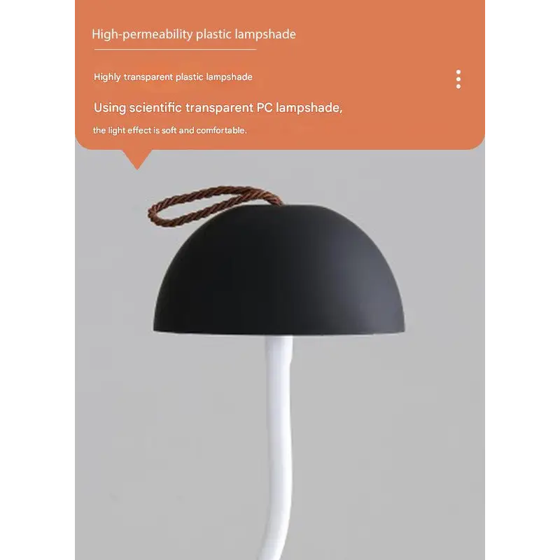 Black Three-dimensional stripes Sleek Minimalist LED Mushroom Table Lamp - Rechargeable 3-Color Touch Control Bar &