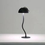 Black Three-dimensional stripes Sleek Minimalist LED Mushroom Table Lamp - Rechargeable 3-Color Touch Control Bar &