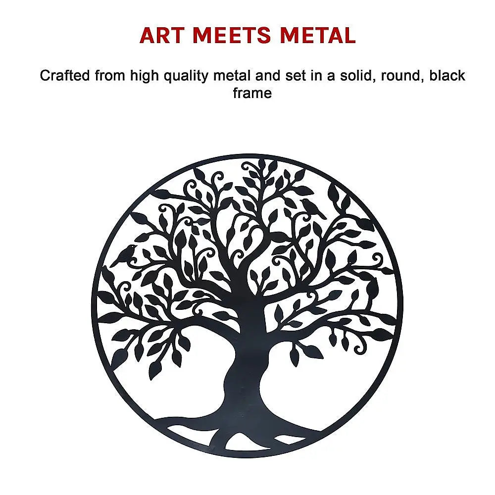 Black Tree of Life Wall Art Hanging Metal Iron Sculpture Garden 60cm - Home & Garden > Wall Art