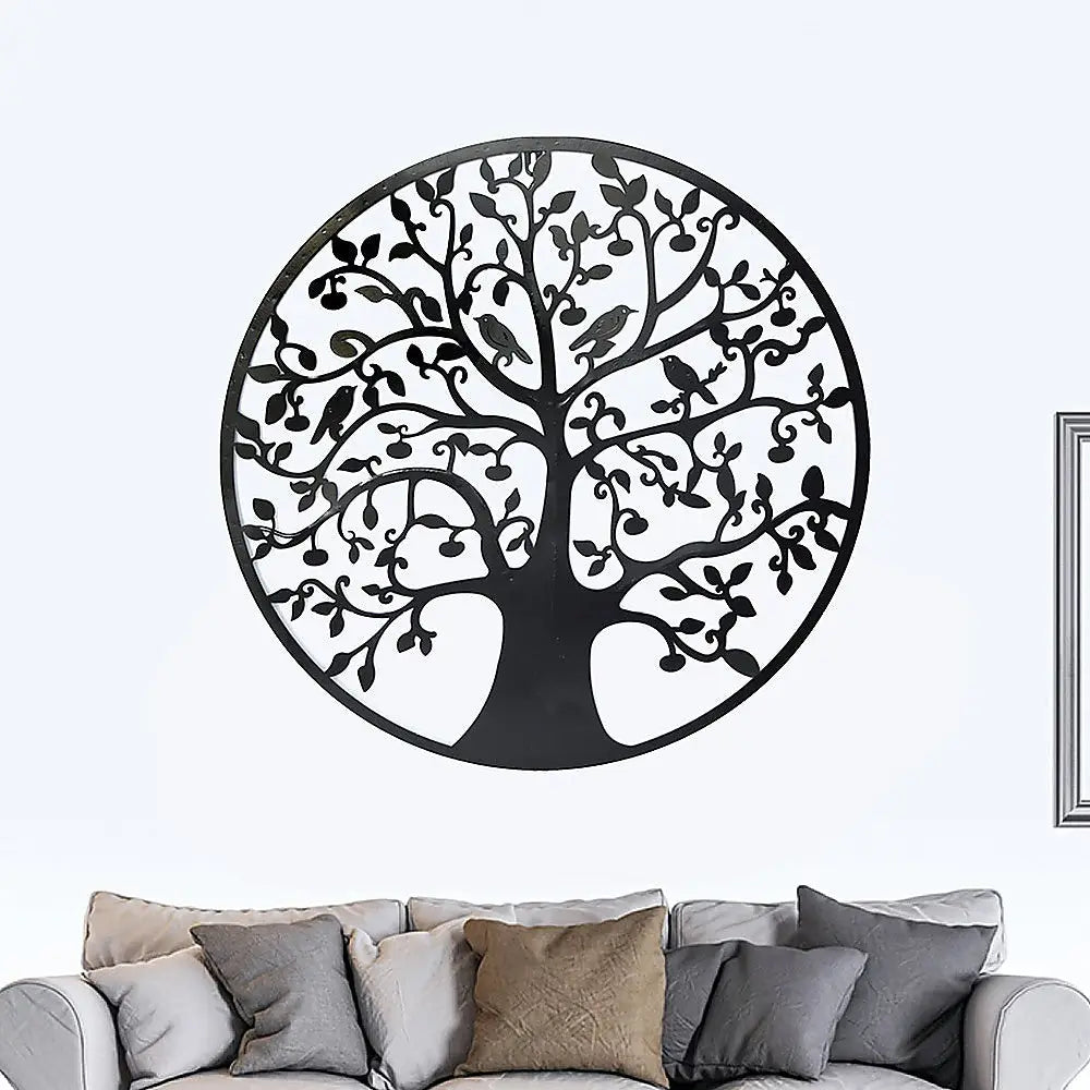 Black Tree of Life Wall Art Hanging Metal Iron Sculpture Garden 60cm - Home & Garden > Wall Art