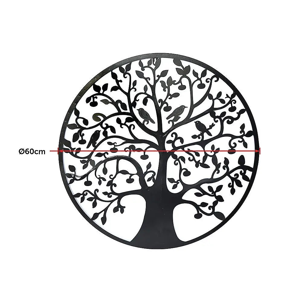 Black Tree of Life Wall Art Hanging Metal Iron Sculpture Garden 60cm - Home & Garden > Wall Art
