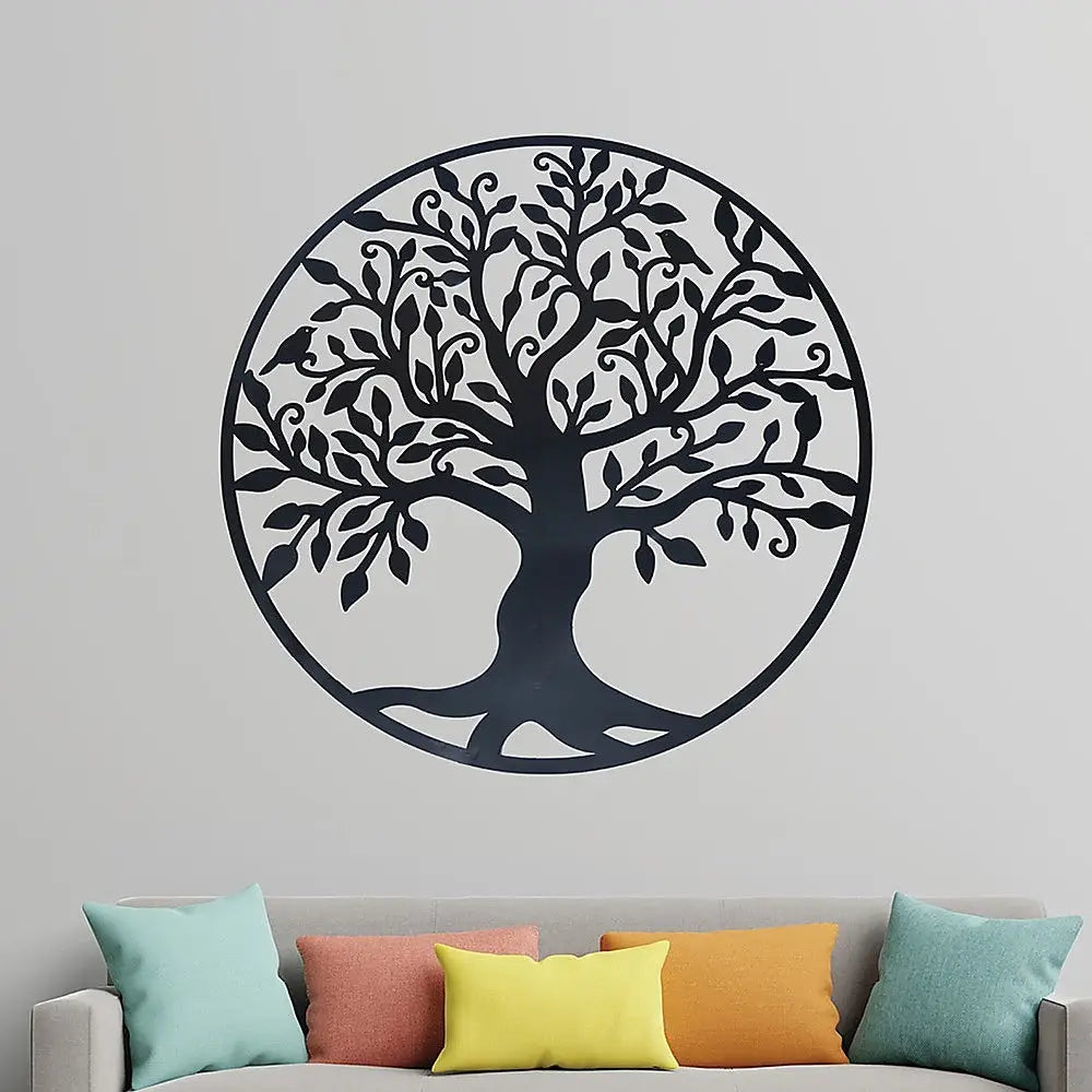 Black Tree of Life Wall Art Hanging Metal Iron Sculpture Garden 99cm - Home & Garden > Wall Art