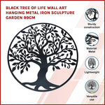 Black Tree of Life Wall Art Hanging Metal Iron Sculpture Garden 99cm - Home & Garden > Wall Art