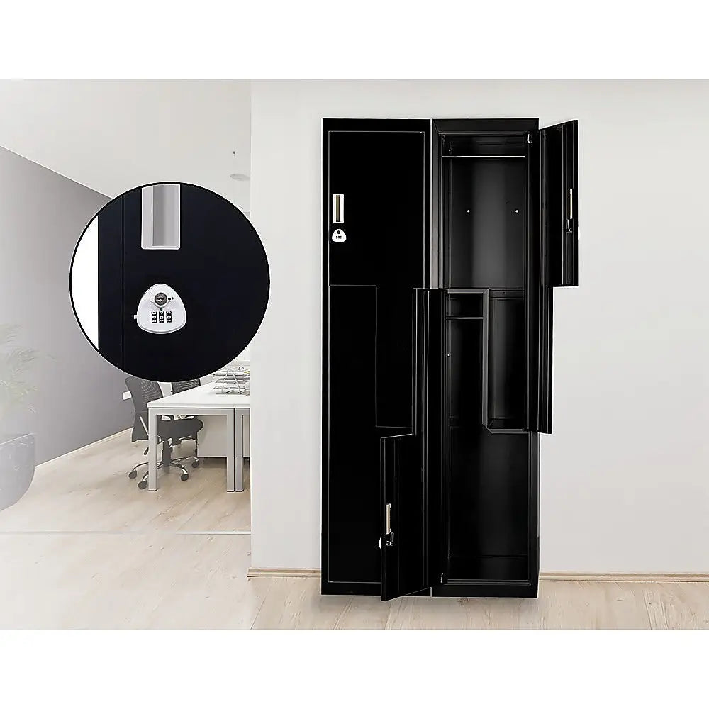 Black Two-Door L-shaped Office Gym Shed Storage Lockers - Furniture > Office > Storage Cabinets