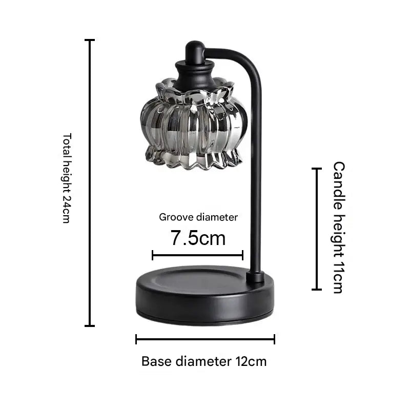 Black Vintage Glass Shade Candle Warmer Lamp with Dimmer and Bonus Bulbs - Elegant Home Decor - Home & Garden >