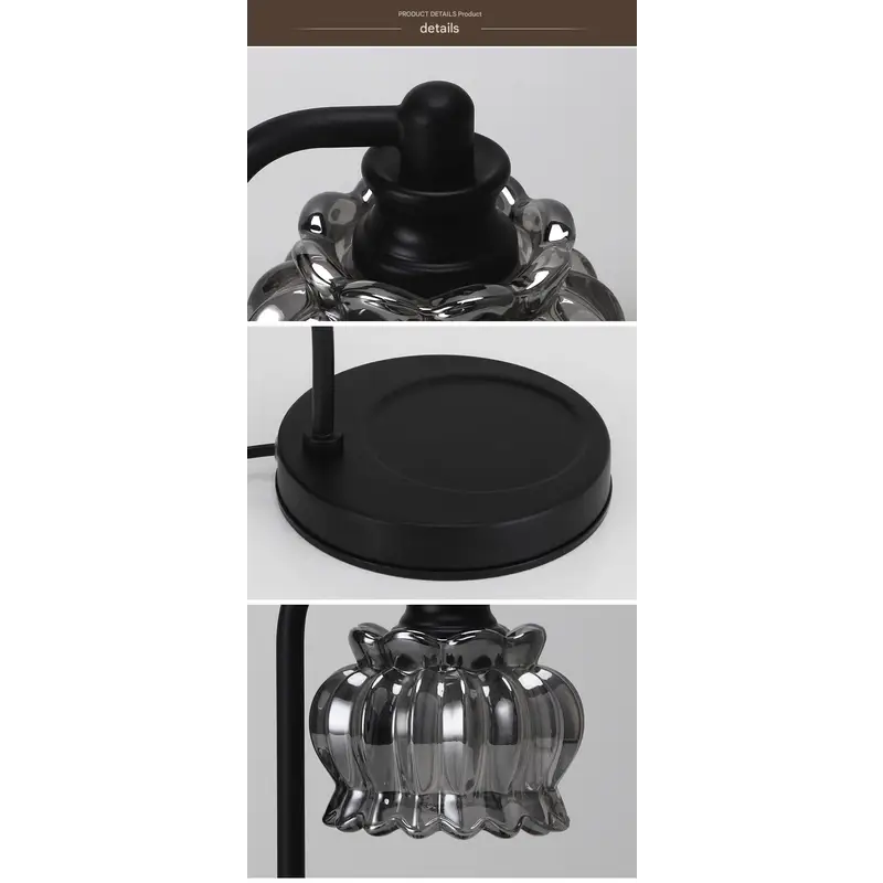 Black Vintage Glass Shade Candle Warmer Lamp with Dimmer and Bonus Bulbs - Elegant Home Decor - Home & Garden >