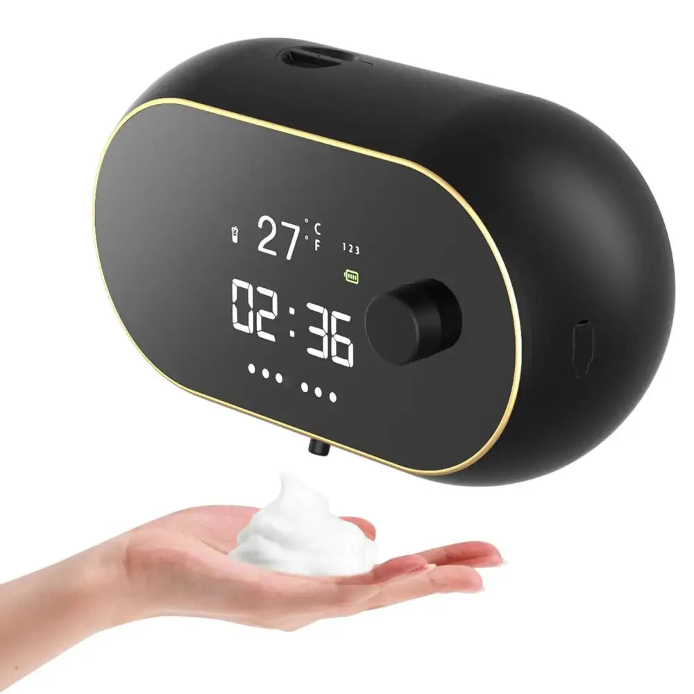 Black Wall-Mounted Automatic Foam Soap Dispenser with LED Display - Furniture > Bathroom > Toilets