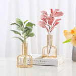 Black Wrought Iron Hydroponic Glass Flower Decoration - no Fake Flowers - Gold - Home & Garden > Decor > Vases & Table